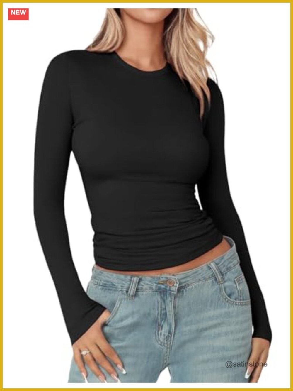 Y2K Long Sleeve Crop Top Women's Fitted Crewneck Tee